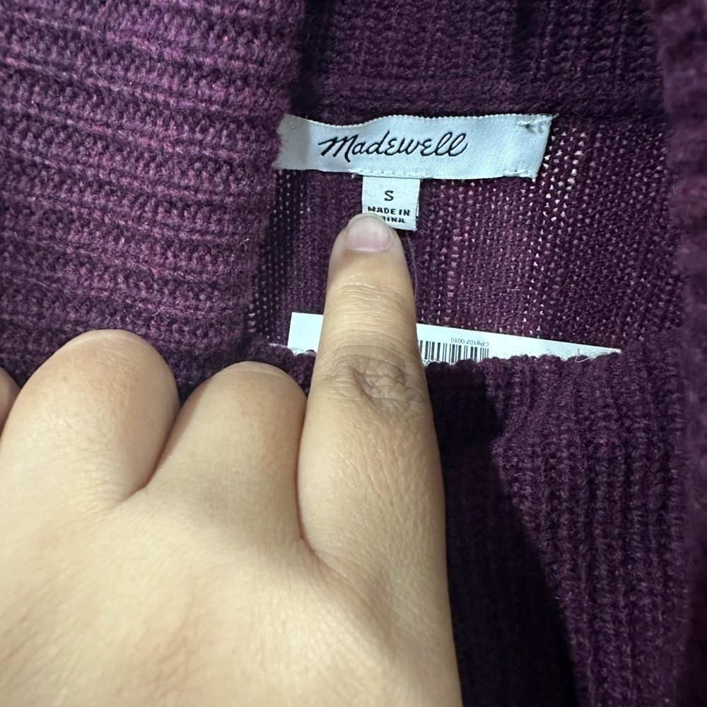 NWT Madewell Hickory Purple Turtleneck Sweater Size: S - Picture 4 of 5
